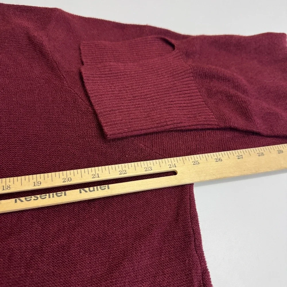 City Chic Sweater Womens XL Red Strappy V Neck Ribbed Knit Tunic Boho Side‎ Slit